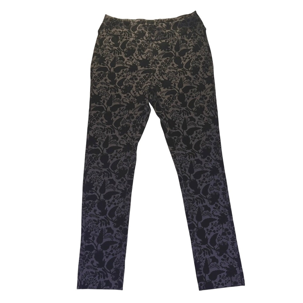 Soft Surroundings Women's Velvet Burnout Floral Pants S Black Textured Slim Leg